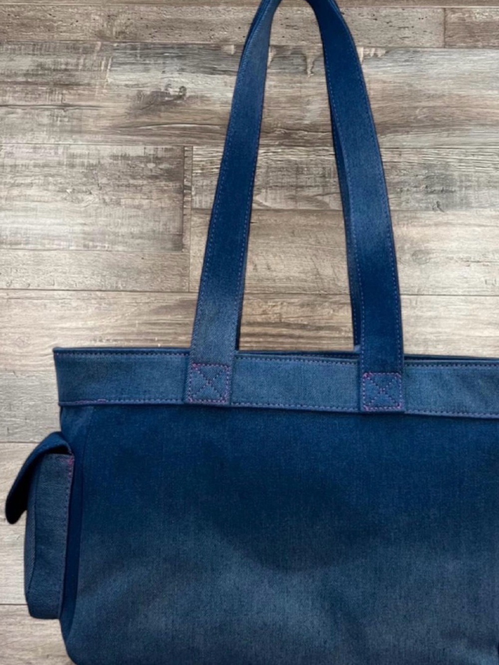 Luv Betsey Denim Tote Bag with Betsey  Bear Charm - Blue - Picture 3 of 4
